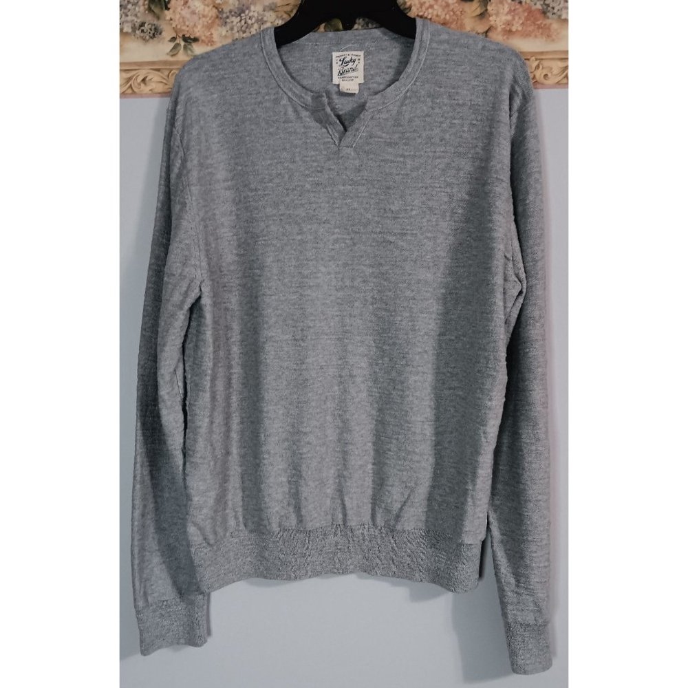 Lucky Brand XL Grey Textured V Notch Casual Occasion Pullover Knit Top